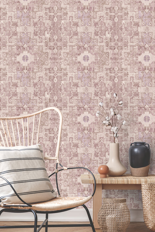 ESTAhome behang oosters kelim tapijt lichtpaars - 50 x 900 cm - 131363 - vtwonen shop