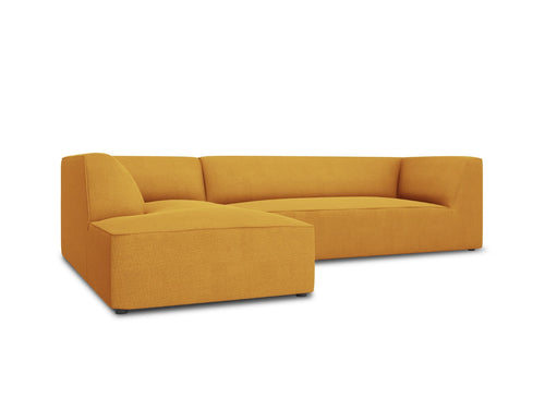 Micadoni linker hoekbank Ruby 4-zits, structurele stof, geel - 180x273x69cm