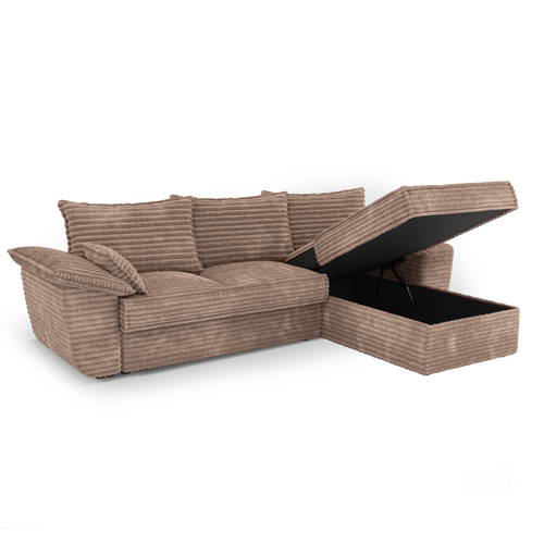 Sia Home - Rechte hoekbanken SASHA - XXL ribfluweel - Mol - 257cm - vtwonen shop