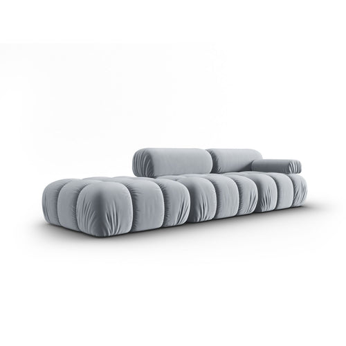 Cosmopolitan Design - Rechte modulaire bank Cortina 4-zits, flueel lichtblauw - 94x282x70cm