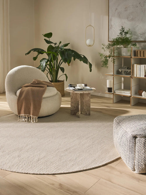 benuta wollen vloerkleed Rocco - wit - ø 250 cm