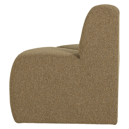 WOOOD eetbank hoek rond rugleuning Mojo - Bouclé - Geelbruin mel - 83x100x74