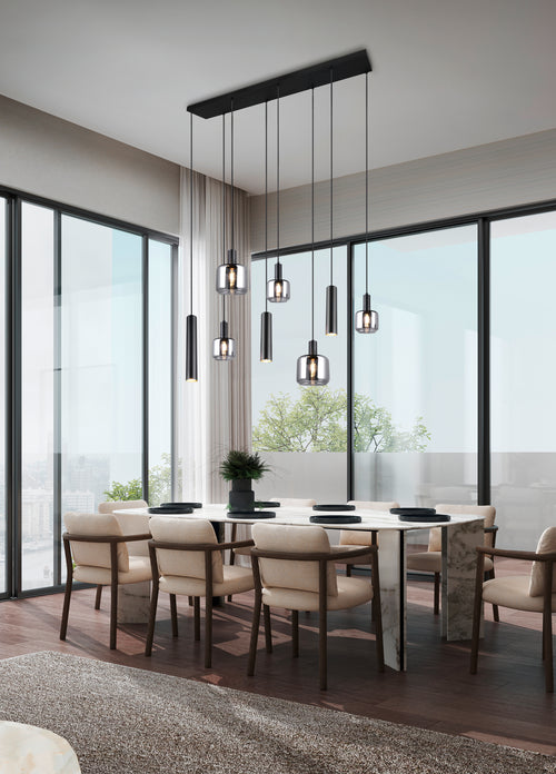 Trio Leuchten hanglamp Mataro - 8 lichts - 118  x 150   cm - zwart