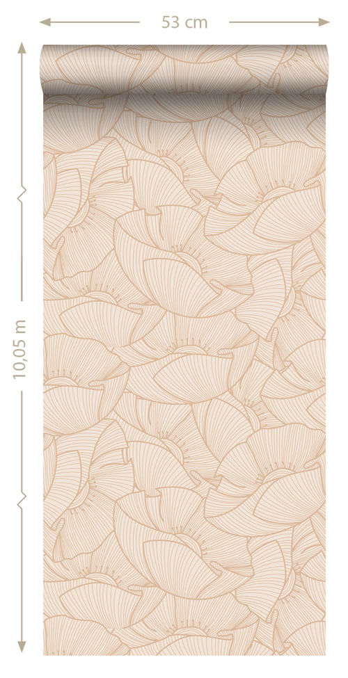 ESTAhome behang klaprozen beige - 53 cm x 10.05 m - 139705 - vtwonen shop