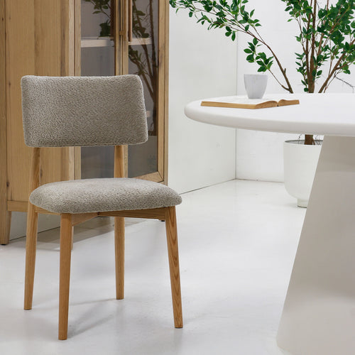 Giga Meubel Eetkamerstoel Nova - Teakhout/Polyester - Taupe - Set van 2 - vtwonen shop