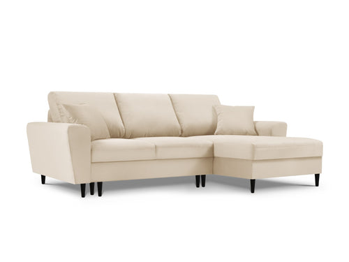 Cosmopolitan Design Converteerbare hoekbank rechts met opbergdoos Kyoto 4-zits, ribfluwelen, beige - 145x241x88cm