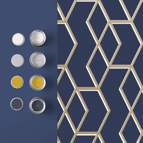Graham & Brown Vliesbehang - Archetype Navy Gold - 10mx52cm - vtwonen shop