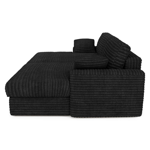 Premium Interiors - Sofa PLUM - xxl ribfluweel zwart 260cm