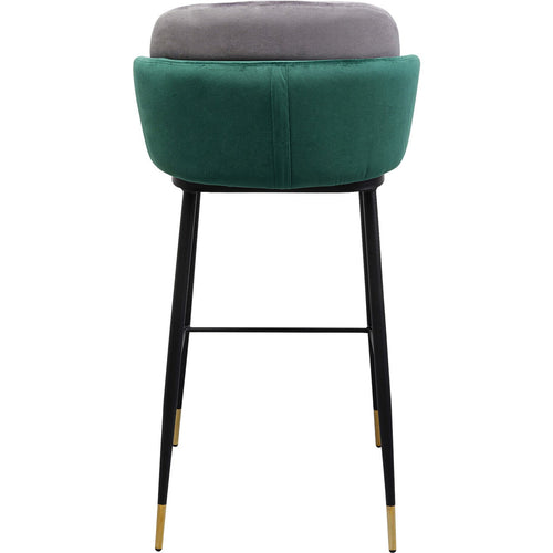 Kare Design Barkruk Hojas - fluweel - grijs en groen