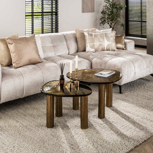 Giga Meubel Salontafel Eclipse - Goud Glas - 62x45x40cm
