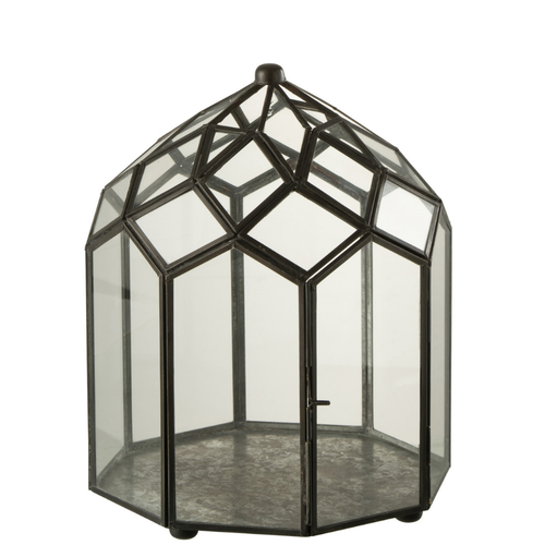 J-Line terrarium - glas/metaal - zwart - medium - Ø 25 cm - vtwonen shop
