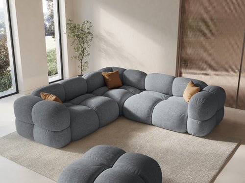 Cosmopolitan Design Symmetrische hoekbank Loretto 4-zits, structurele stof grijs - 250x250x68cm