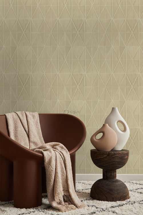 Origin Wallcoverings eco-texture vliesbehang origami motief beige - 0,53 x 10,05 m - 347857 - vtwonen shop