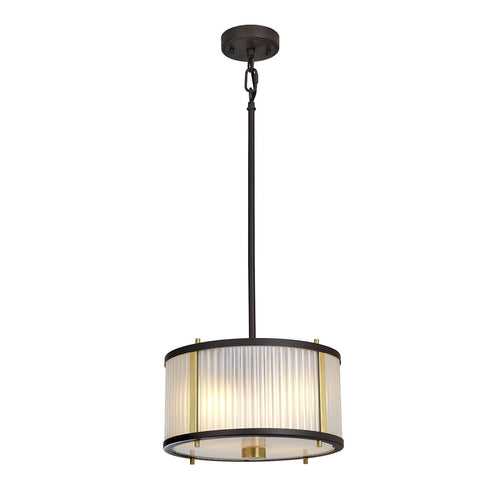 Corona cilindrische hanglamp met 2 lampen, museumbrons, matglas