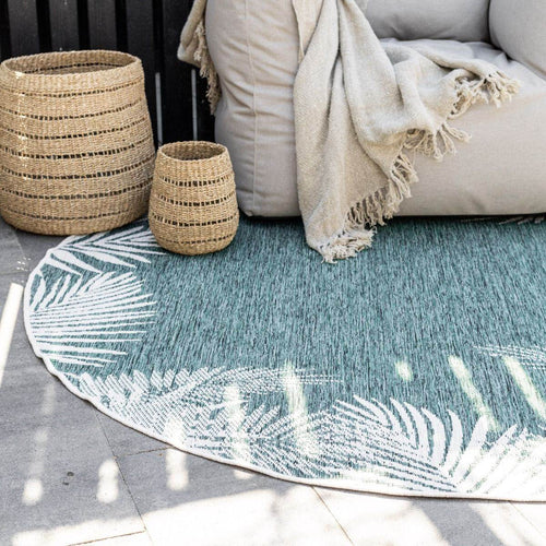 Rond Buitenkleed Leaf - Groen - dubbelzijdig - EVA Interior - 240 x 240 cm - vtwonen shop