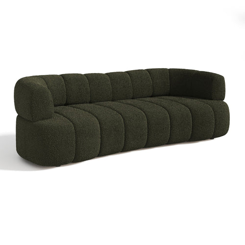 Sia Home - Rechte bank CALVI - Bouclette stof - Kaki groen - 227cm