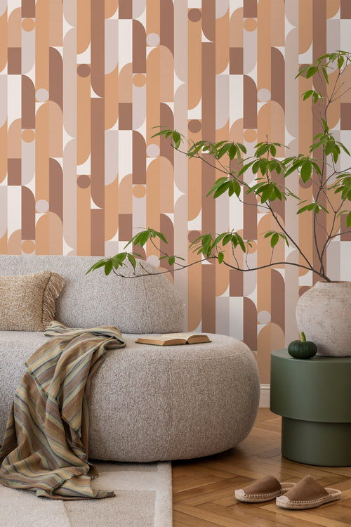 ESTAhome behang geometrische vormen lichtbruin - 50 x 900 cm - 131060 - vtwonen shop