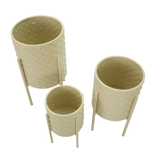 Set van 3 gekleurde metalen plantenpotten