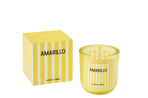 J-Line geurkaars Amarillo - Citrus Sense - polyresin - was/geel - small