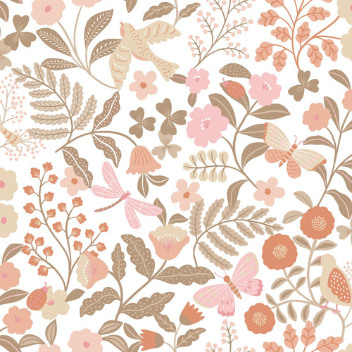 ESTAhome behang bloemen en vogels terracotta, taupe en roze - 53 cm x 10.05 m - 131391 - vtwonen shop