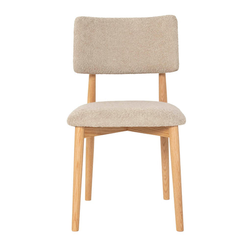 Giga Meubel Eetkamerstoel Nova - Teakhout/Polyester - Taupe - Set van 2 - vtwonen shop