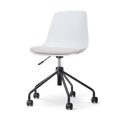 Nolon Nout-Liv Bureaustoel Wit - Beige Kussen - Zwart Onderstel