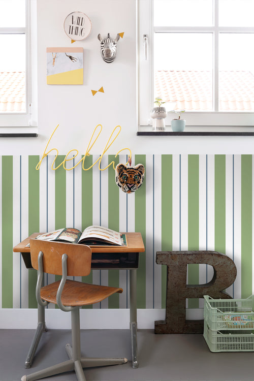 ESTAhome behang strepen groen en blauw - 50 x 900 cm - 131677