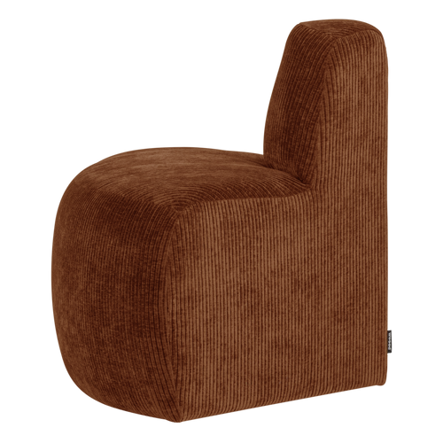 WOOOD eetbank hoek rond rugleuning Mojo Base - Rib - Roestbruin - 83x76x76