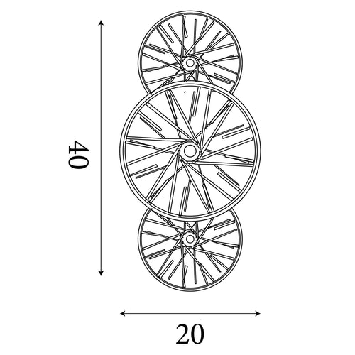 Searchlight Wagon Wheel Wand/Flush met 6 lampen, brons-amber glas