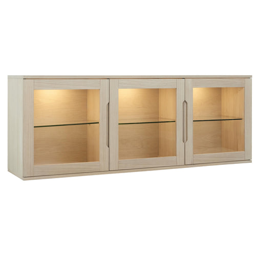 Furnhouse 3-deurs wandkast Kerteminde - Witte olie - MDF, Eikenfineer, Glas - 37x160x60