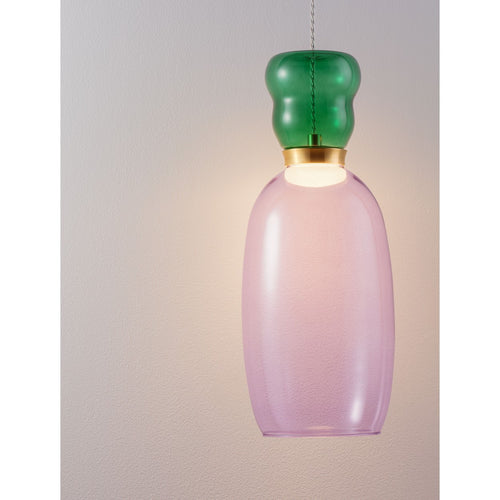 Nova Luce PLUMA Slanke hanglamp voor aan het plafond, glanzend paars met gouden accenten, LED 5W 450lm 3000K