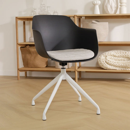 Nolon Nola-Liz Eetkamerstoel Zwart - Lichtgrijs - Draaibaar - Wit - vtwonen shop
