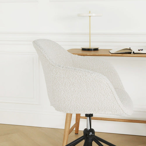 Nolon Nout-Mare Bureaustoel Bouclé Beige - Armleuning - Zwart