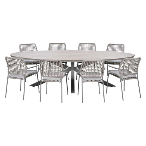 Garden Impressions Tuinset Natas 9-delig taupe - Tulli tuintafel 280x140 cm