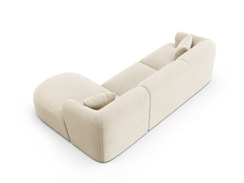 Cosmopolitan Design Modulaire hoekbank rechts Campi 4-zits, flueel lichtbeige - 156x256x70cm
