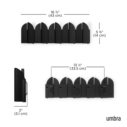 Umbra wandhaak Saloon - 43 x 2 x 14 cm - zwart
