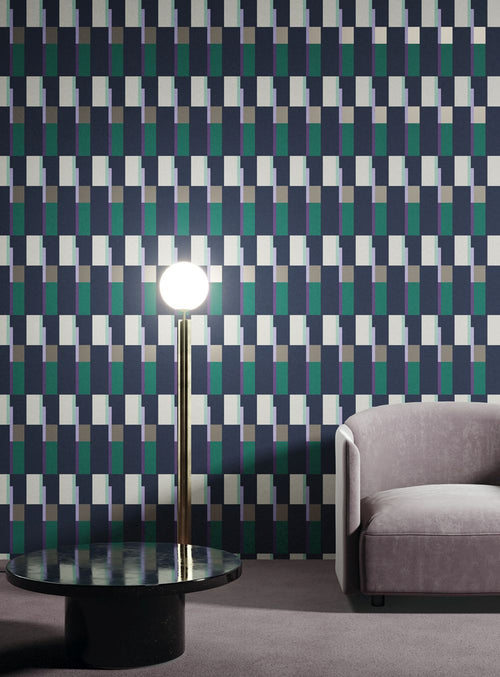 Masureel behang geometrische vormen groen - 53 cm x 10.05 m - 630747 - vtwonen shop
