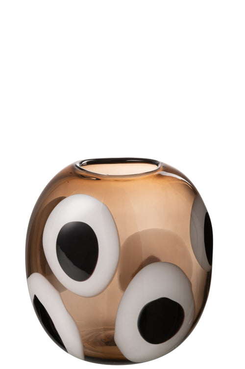 J-Line vaas Izzy - glas - wit/bruin - small - Ø 14 cm - vtwonen shop