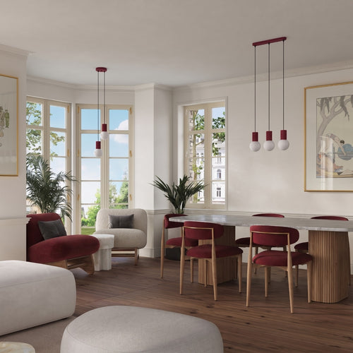 Sollux Lighting Hanglamp HALO 3L bordeaux - 40x6x120cm
