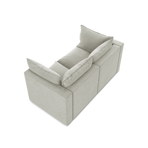 LaMiaSofa Tweezits modulaire bank Ravenna - velours - lichtgrijs - 180x90x77