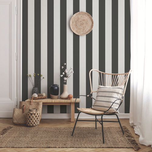 Sanders & Sanders behang strepen zwart en grijs - 53 cm x 10.05 m - 640688