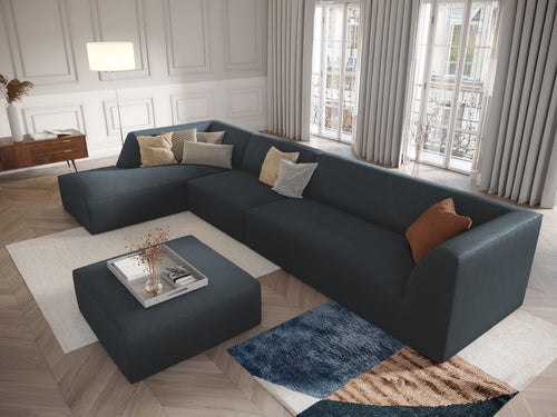 Micadoni Poef Ruby ribfluwelen, blauw - 93x93x40cm