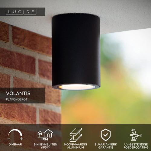 Lucide plafondspot VOLANTIS - 1xE27 - Zwart
