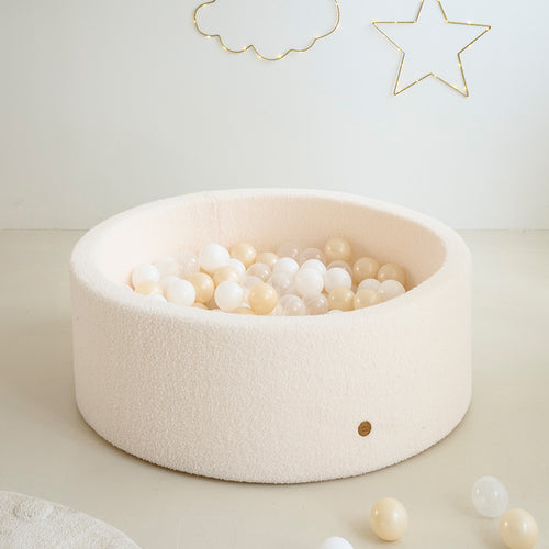 Petite Amélie Ballenbak Rond - 90x30 cm-  Ballenbad incl. 200 ballen - Off-white Teddy - vtwonen shop