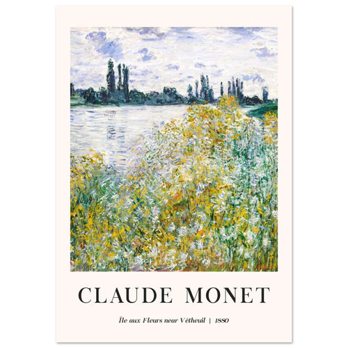 Artfulprints Poster met Lijst Claude Monet - Île aux fleurs near Vétheuil   - 50x70 cm - Groen