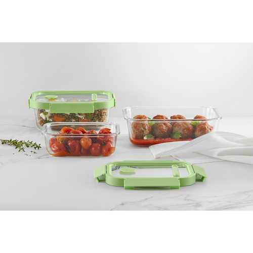 Lékué Vershouddoos Glas Rechthoek, set van 3