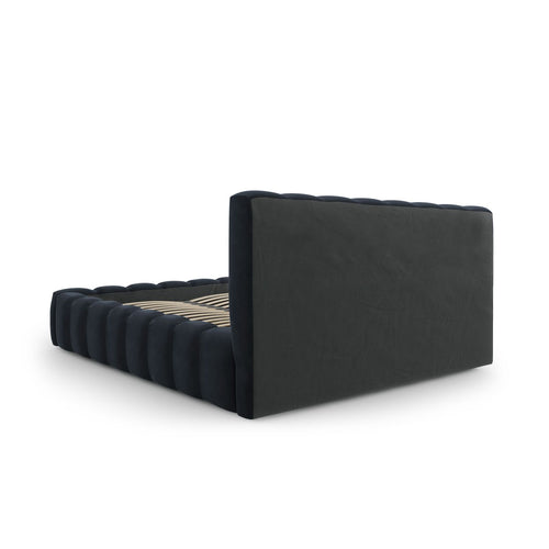 Cosmopolitan Design - Opbergbed met hoofdeinde Palma 200x180cm flueel donkerblauw - 230x205x94cm