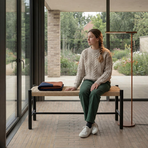 Furnhouse bankje Shine - Zwart - Papiergaren - 36x90x45