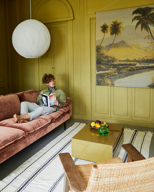 HKLIVING bank Retro  – royal velvet magnolia – 3-zits - vtwonen shop