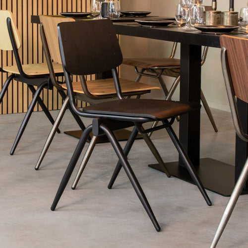 LABEL51 Eetkamerstoel Solid - Zwart Hout - Set van 2 - vtwonen shop